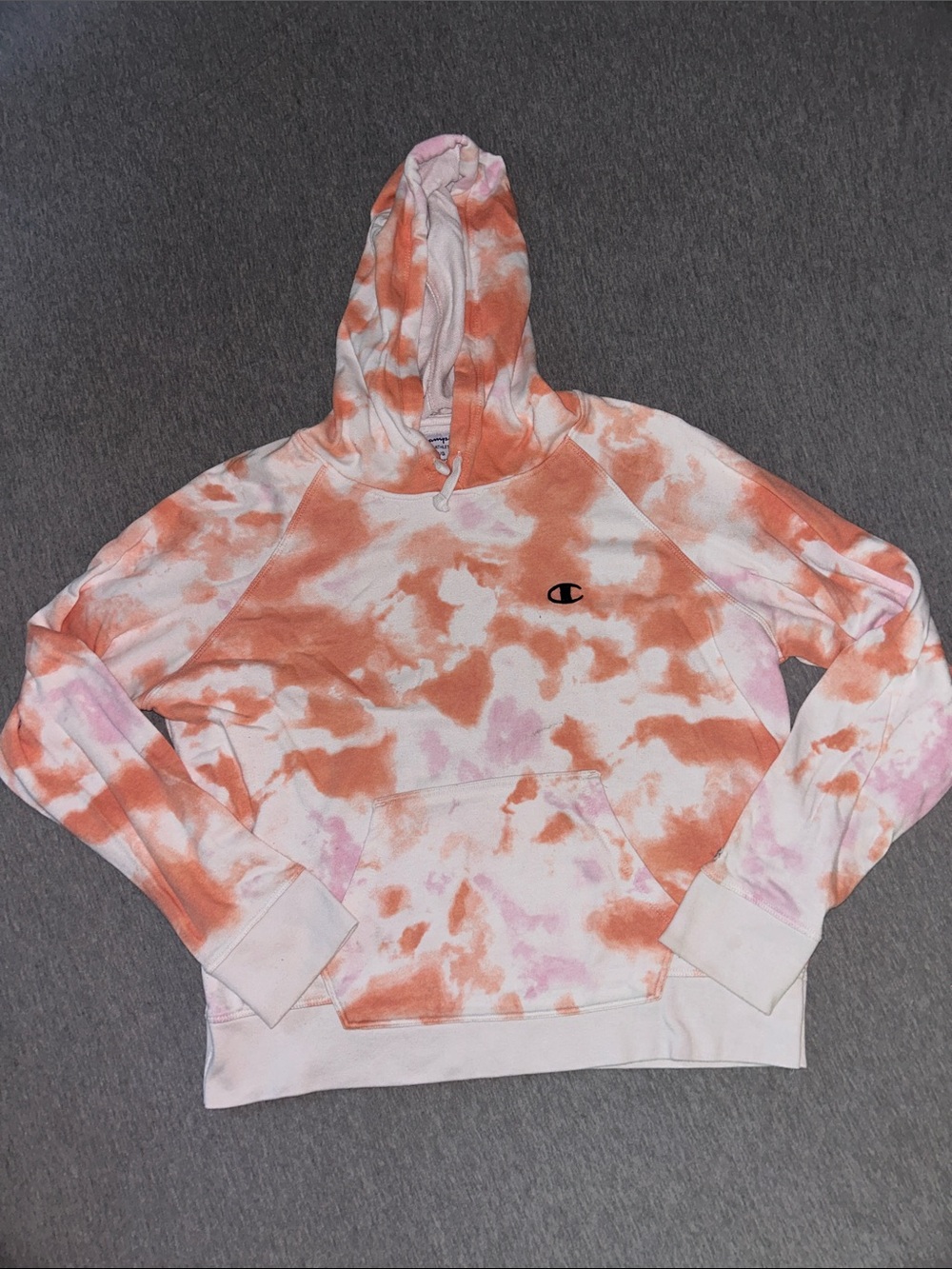 Champion Tie-Dye Hoodie - Orange & Light Pink